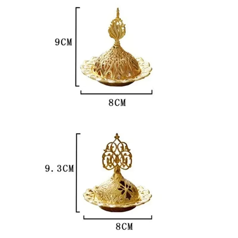 JUSTINLAU Mini-Räucherstäbchenhalter aus Metall in Gold, runder Duftbrenner im orientalischen Design für deine Tischdekoration - Bild 4