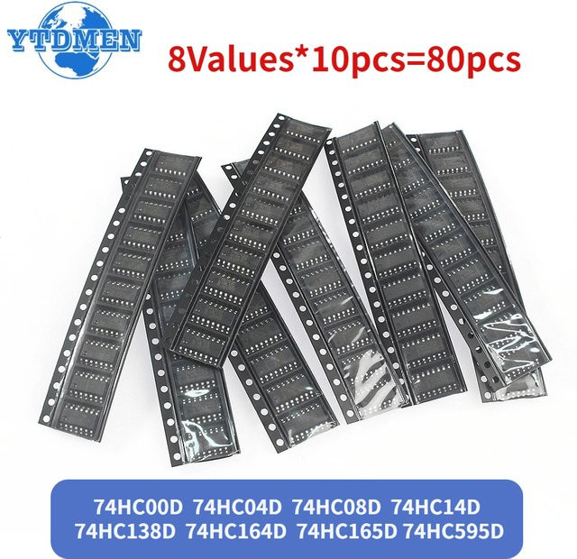 YTDMEN 80er Set 74HC SMD Logic IC Elektronische Komponenten Kit in Schwarz - Bild 1