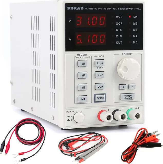 Korad KA3005D Präzisions-Labor-Gleichstromnetzteil mit Überspannungsschutz, Digital und Programmierbar, 30V 5A, Weiß - Bild 1