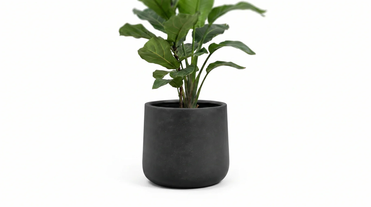 Pflanztopf Kiesel von Aplanta in Schwarz, rund, Durchmesser: 34 cm, Höhe: 29 cm - Bild 3