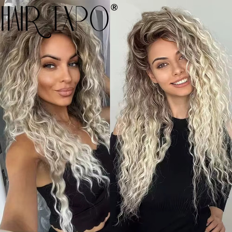 Anna Haar Synthetische Haarverlängerung, Tiefe Welle, Ombre Blonde, 24 Zoll - Bild 2