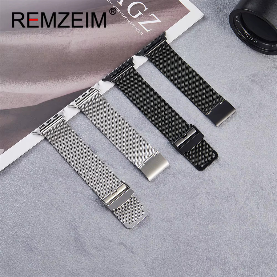 REMZEIM Uhrenarmband Edelstahl, Mesh, Silber, Unisex - Bild 1
