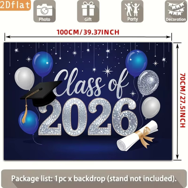 VIKAMA Abschlussfeier Banner 2026 in Silber-Glitzer zur Dekoration von Festlichkeiten - Bild 3