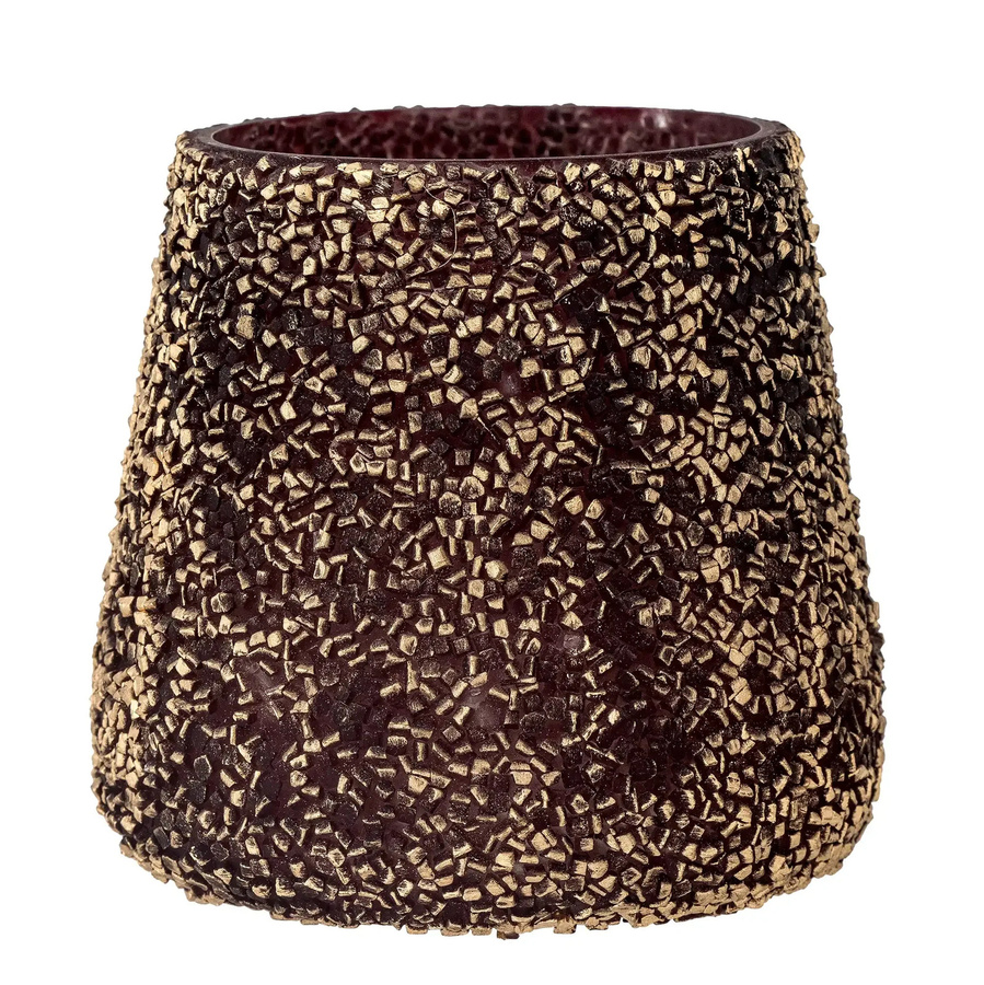 Bloomingville Teelichthalter Filiz aus recyceltem Glas in Gold mit Mosaikmuster - Bild 1