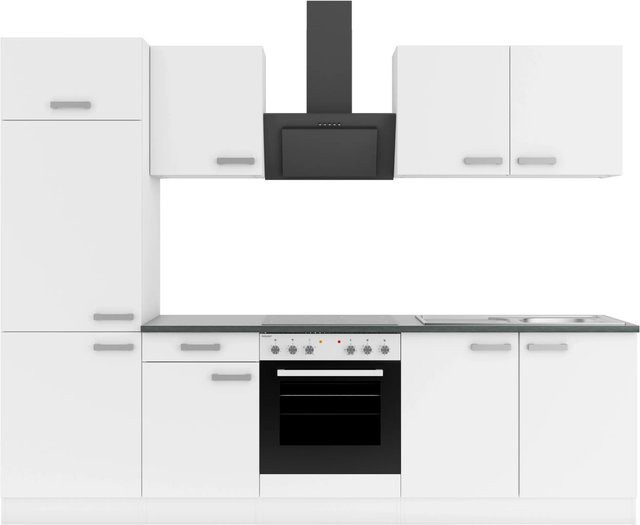 OPTIFIT Oslo214 Küchenzeile in Weiß, modernes Design aus melaminbeschichteter Qualitätsspanplatte, Breite: 270 cm - Bild 1