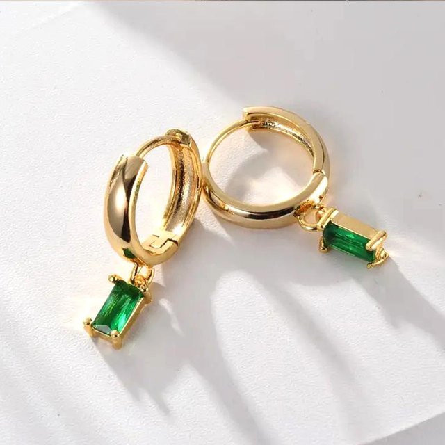 Huitan Hängeohrringe, Kupfer, Gold, Zirkonia, Damen - Bild 1