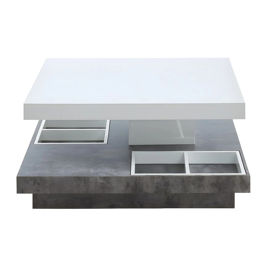 Vente-unique Couchtisch Fausto mit drehbarer Tischplatte in Grau und Weiß, rechteckig, MDF lackiert, Breite: 80 cm - Bild 2