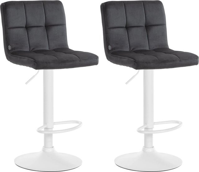 DELUKE 2er Set Barhocker REZAR aus Samt in Schwarz und Weiß mit Lehne und 360 Grad Drehsitz, B/T/H: 46 x 47 x 94 cm - Bild 1