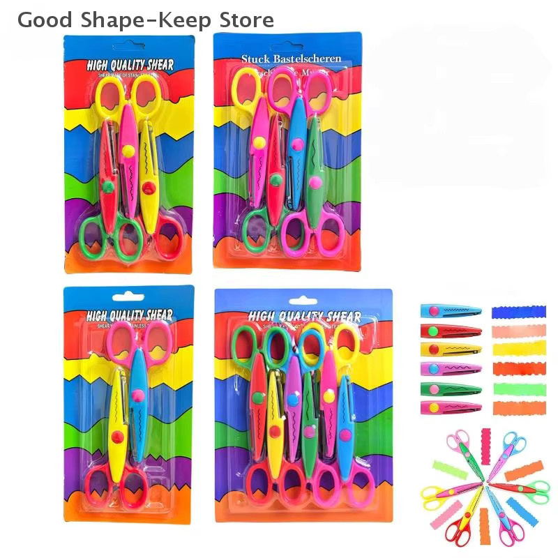 Mehrteiliges Papierschneidescheren-Set mit gewelltem Muster aus Metall und Kunststoff in Multicolour für Bastelarbeiten und das Büro - Bild 2