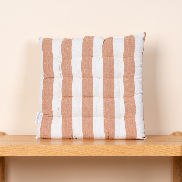 Sitzkissen von BLUME2000 in Beige mit breitem Streifenmuster, B/T/H: 40 x 40 x 40 cm - Bild 1