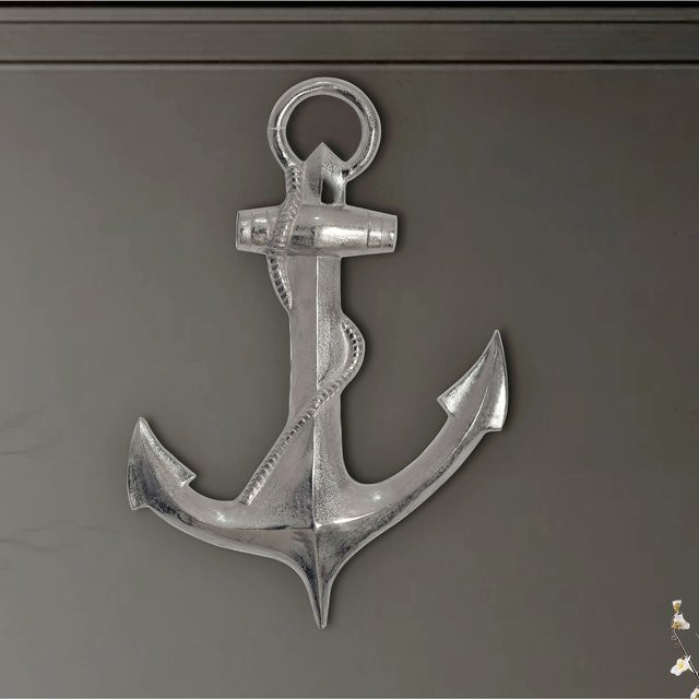 Maritimer Anker Wanddeko aus Aluminium von FineBuy in Silber, Höhe: 70 cm - Bild 1