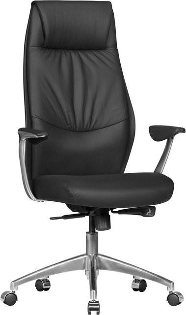 KADIMA DESIGN Chefsessel TEMZA aus Echtleder und Aluminium mit 3-Stufen Synchronmechanik - Bild 1