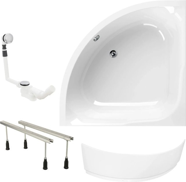 Calmwaters Eckbadewanne Modern Small in Weiß inklusive Schürze, Wannenfuß und Ablaufgarnitur, B/T: 120 x 120 cm - Bild 1
