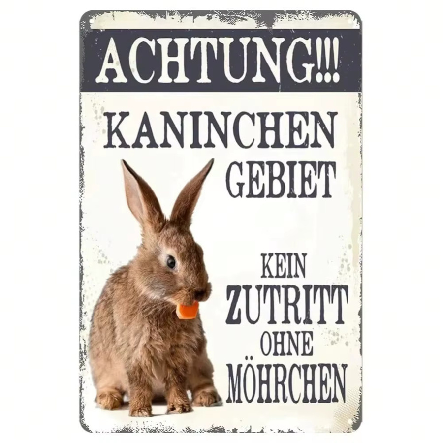 Retro Wanddekoration CIFBUY Metallschild No Trespassing mit Kaninchen Motiv, Weiß, B: 30 cm, H: 20 cm - Bild 2