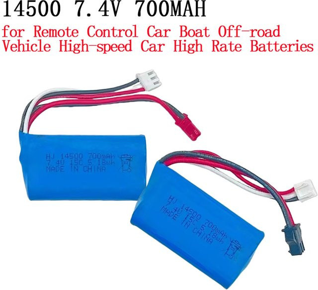 YTBNA Li-Ion Akku 14500 7,4 V 2S 700 mAh 15C Lipo-Batterie in Blau für RC Autos, Boote und Geländewagen - Bild 1