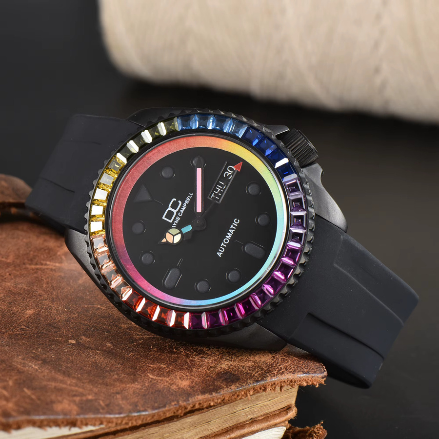 Dwayne Campbell Armbanduhr, Automatik, 42 mm, Diamantbesetzt, Schwarz, Herren - Bild 2