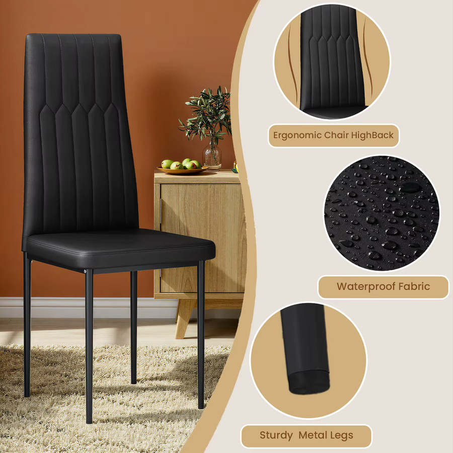 Homfa 4er-Set moderne Esszimmer-Akzentstühle aus Leder in Weiß - Bild 2