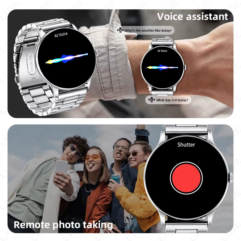 LIGE Smartwatch, Edelstahl, Schwarz, Unisex, Bluetooth, Wasserdicht - Bild 3