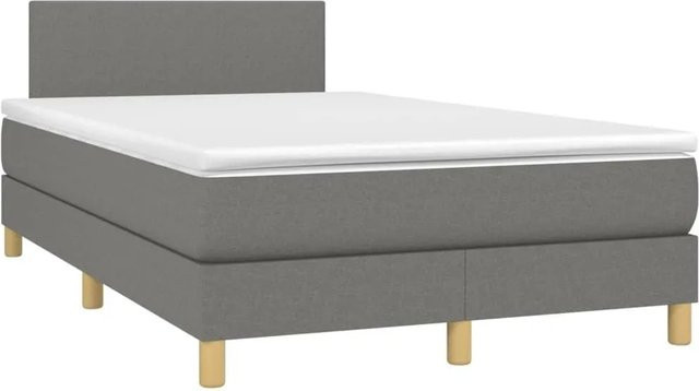 vidaXL Boxspringbett Hybrid mit Matratze und LED-Unterbettbeleuchtung in Dunkelgrau, B/T/H: 200 x 120 x 78 cm - Bild 1