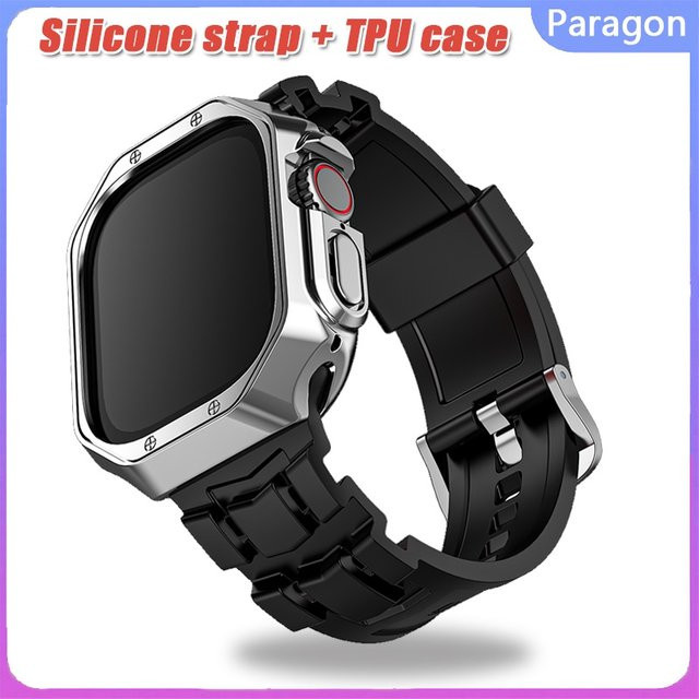 CAOWTAN Uhrenarmband und Hülle, Silikon, Schwarz, Unisex - Bild 1