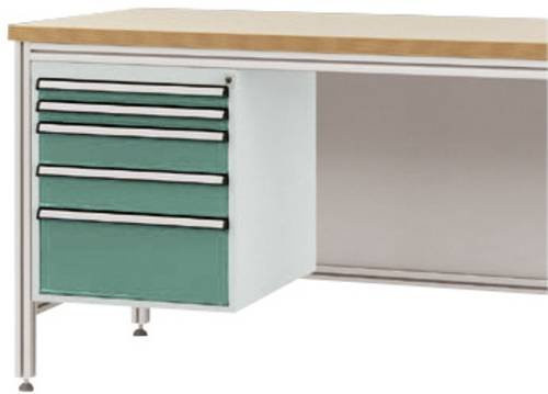 Manuflex Gehäuse-Unterbau ZB4872.0001 für ALU-Arbeitstische in Grau mit 5 Schubfächern, Nutzhöhe: 50 cm, für Tischtiefe: 80 cm - Bild 1