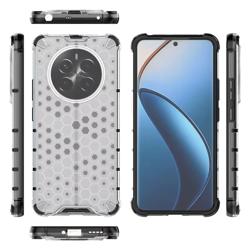 Stoßfeste Waben Hard PC Schutzhülle für Realme 12 Pro Plus 5G und Realme 10 Pro Plus 5G, Transparent, 6,7 Zoll - Bild 2