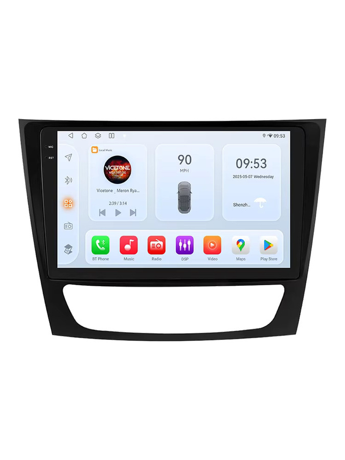 OSSURET 9-Zoll Smart Screen Multimedia-Videoplayer mit 4G LTE, Carplay und Android Auto für Mercedes Benz E-Klasse W211 (2002 - 2009), inklusive GPS und 360-Kamera-Unterstützung, Schwarz - Bild 1