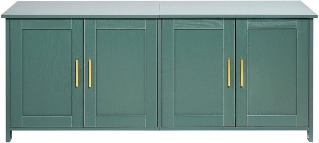 Buying Solutions MB Katzenklo-Gehege aus Holz in Grün und Gold, Versteckter Katzenklo-Schrank mit 4 Türen und 2 Eingängen, Retro Katzenhaus-Möbel, Breite: 120 cm - Bild 1