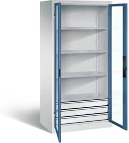 C+P Werkzeugschrank Acurado aus Stahl mit Türen und Schloss, Front Fernblau, Korpus Lichtgrau, H x B x T: 195 x 93 x 60 cm - Bild 1