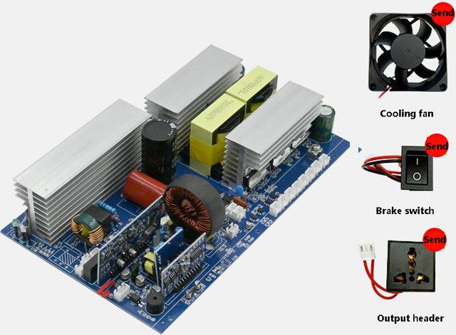 Wechselrichter Sinuswelle Hauptplatine mit Metall-Netzteil für Lithium-Batterien, Outdoor Power Modul Konverter 12V 24V 48V 60V bis 110V 220V - Bild 1