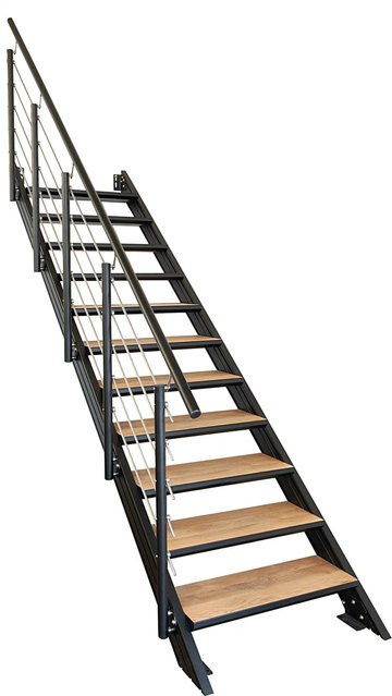 Treba Wangentreppe Brooklyn aus Aluminium mit 12 Stufen in Schwarz, Breite: 100 cm, Tiefe: 30,7 cm, Höhe: 175 cm - Bild 1