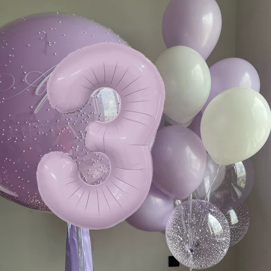 Tissy Party Dekoration Set mit lila Zahlenballons 40 Zoll und Herzballons 18 Zoll in Vintage Folie für Geburtstagsfeiern - Bild 1