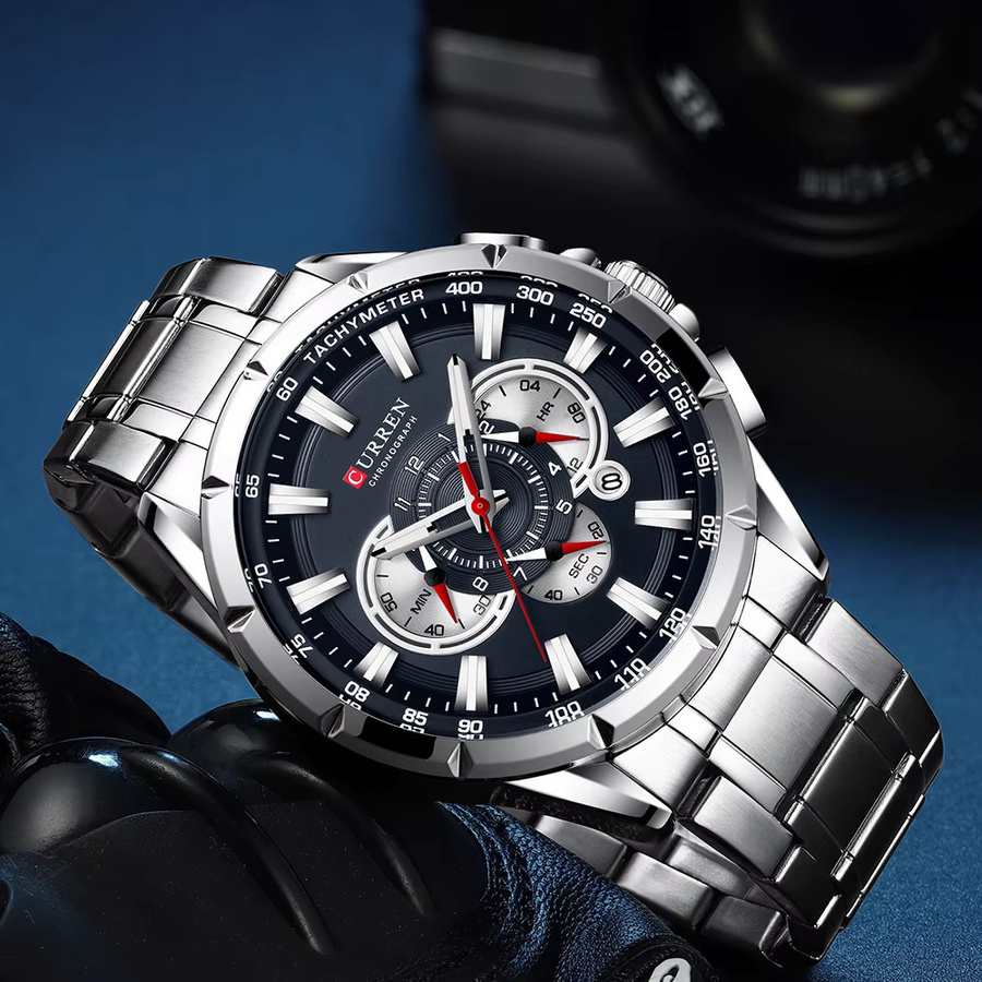 CURREN Chronograph, Quarzuhr, Edelstahlarmband, Herren, Silber - Bild 2