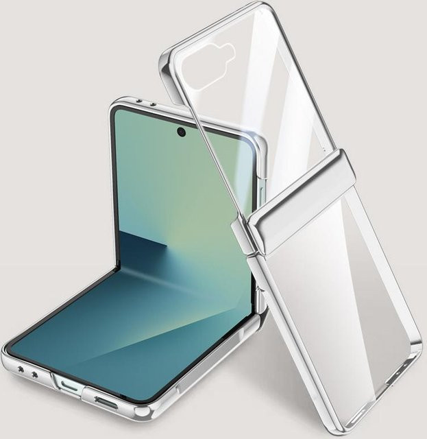 Samsung Galaxy Z Flip7 Schutzhülle mit gehärtetem Glas und Rundum-Kamera-Schutz, transparent - Bild 1