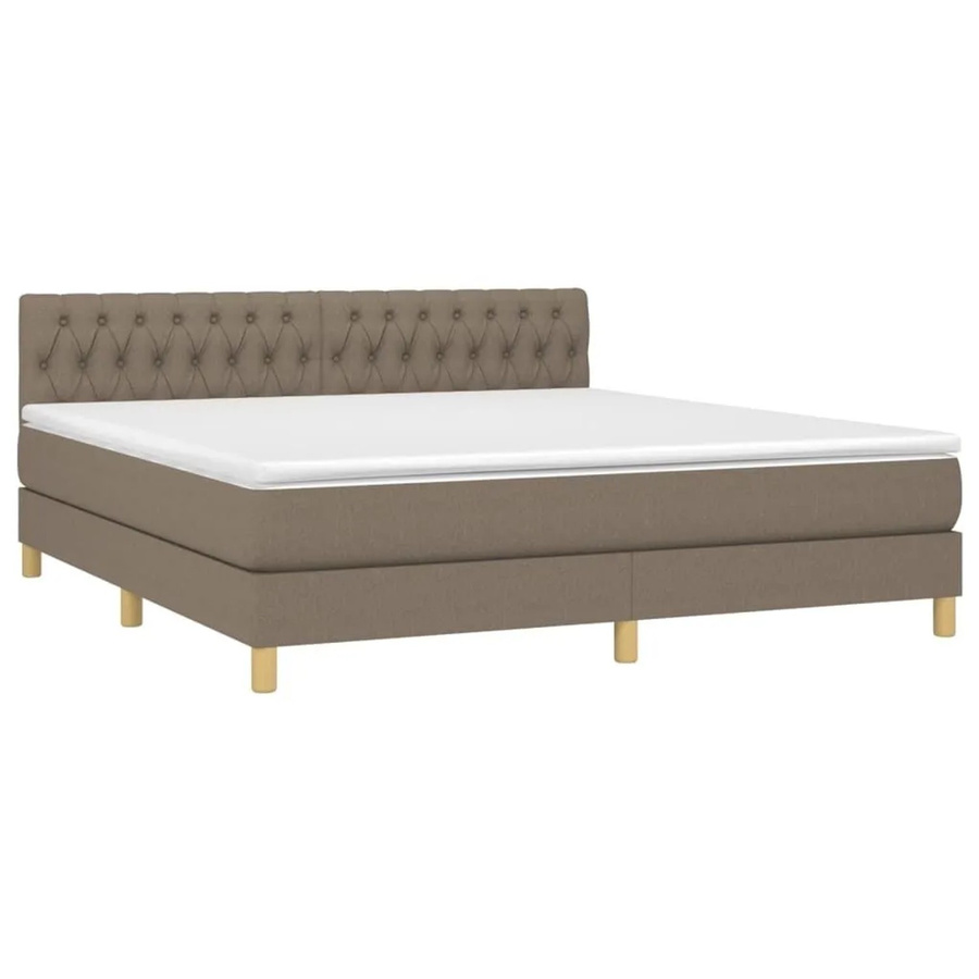 vidaXL Boxspringbett mit Matratze in Beige, Hybrid-Bett mit LED-Unterbettbeleuchtung und USB-Ladeport, B/T/H: 180 x 200 x 78 cm - Bild 2