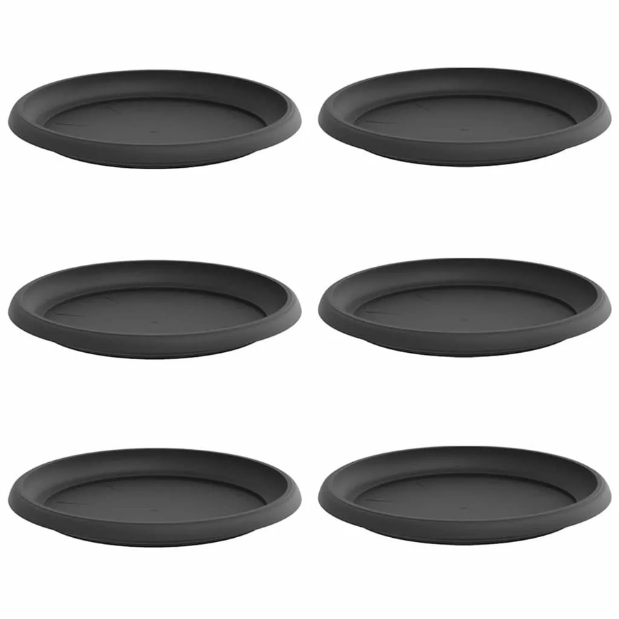 6er Set runde Blumenplatten von vidaXL in Schwarz aus Kunststoff, Durchmesser: 23,5 cm, Höhe: 2,5 cm - Bild 2