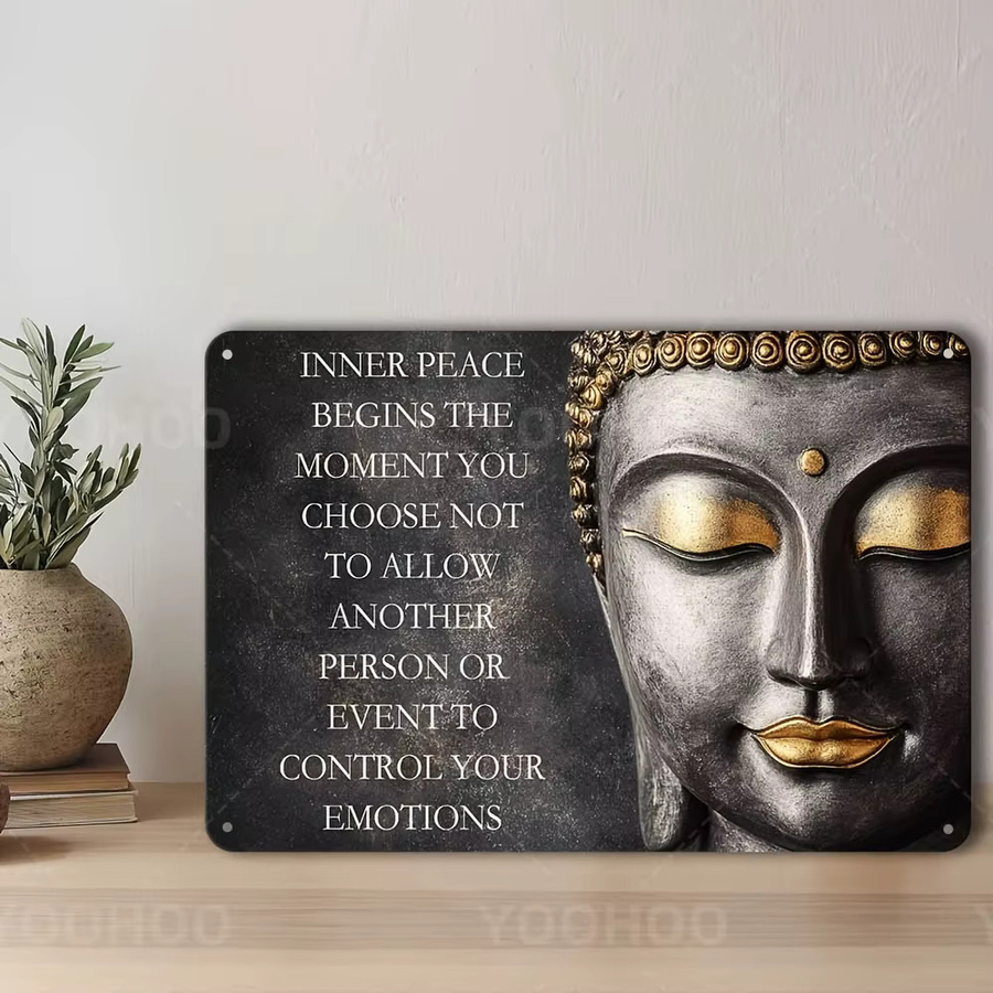 CIFBUY Vintage Buddha Wandkunst Inner Peace Metallschild zur spirituellen Meditation Breite: 20,32 cm, Höhe: 30,48 cm, Tiefe: 0,25 cm - Bild 4
