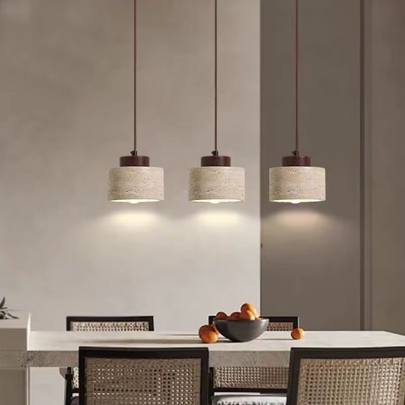 Moderne Pendelleuchte aus Travertinstein von JIANKEXING in Beige, Zylinder-Design für Schlafzimmer, Esszimmer und Küche - Bild 2