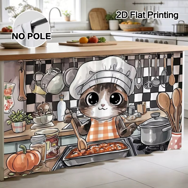 VIKAMA Cartoon-Küchenschrankdekoration mit Kochkatze, Mehrfarbig, 70 x 70 cm - Bild 5