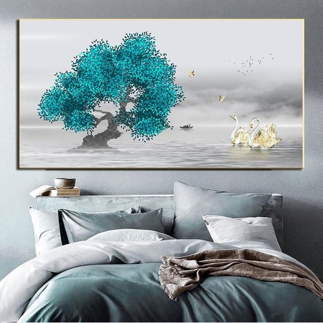 Lisa Gallery Wandbild Baum des Lebens von Gustav Klimt Leinwandgemälde in Silber und Weiß, B/H: 80 x 40 cm - Bild 1