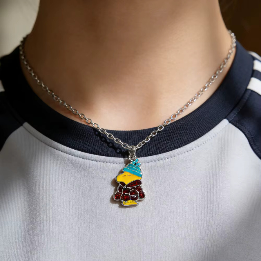 Bandai Halskette, Snoopy Dogs, Gelb-weißer Anhänger, Silber, Unisex - Bild 3