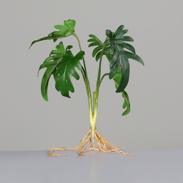 Grüne Kunstpflanze Philodendron-Busch im Keramiktopf - Bild 2