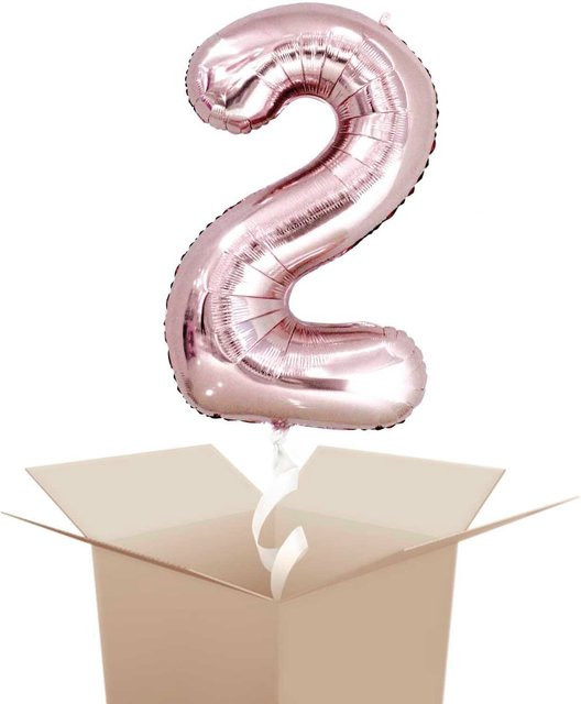 Rico Design Folienballon mit Helium Zahl 2 in Rosa, Höhe: 86 cm - Bild 1