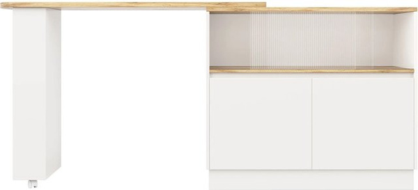 Merax 360 Grad drehbarer Bartisch als Kücheninsel und Sideboard mit Glasablagen in Weiß, B/T/H: 90 x 45 x 100 cm
