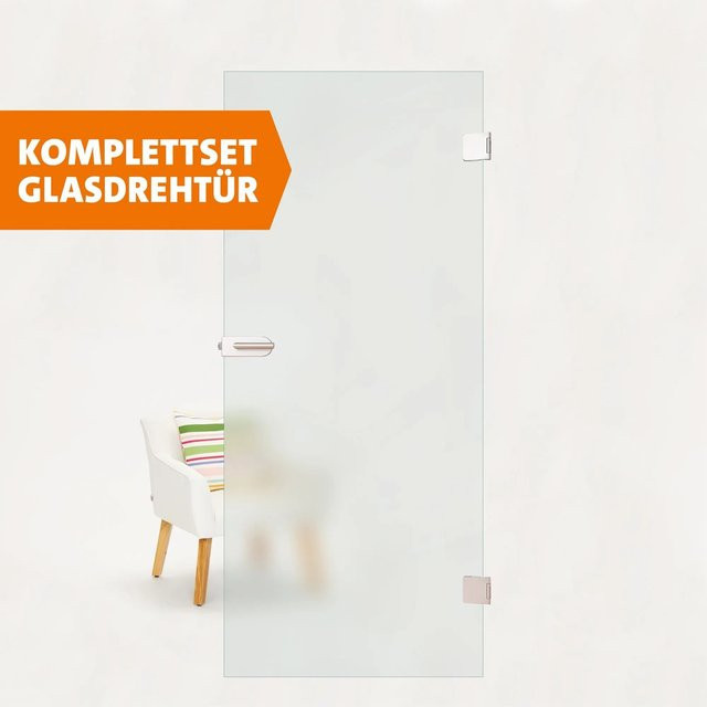 Skyscope Glasdrehtür ESG mit Beschlagsset, transparent, DIN Rechts, B: 83,4 cm, H: 197,2 cm - Bild 1