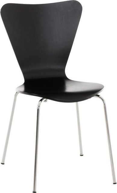 DELUKE Besucherstuhl BERLIN Konferenzstuhl und Bürostuhl aus Holz und Metall in Schwarz, B/T/H: 45 x 49 x 85 cm - Bild 1