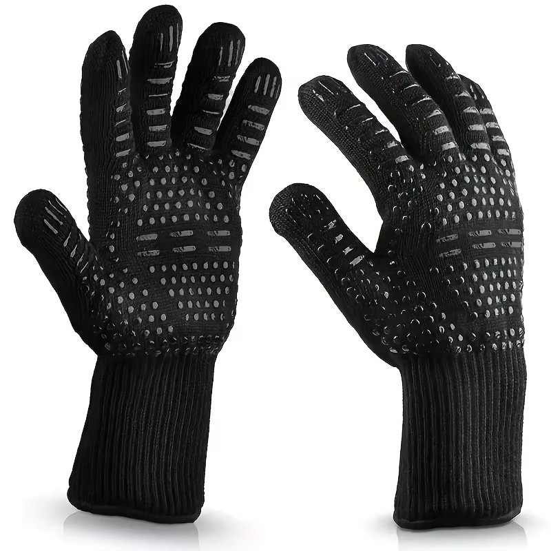 Hitzebeständige Silikon-Ofenhandschuhe in Schwarz für Grillen, Kochen und Backen, B/T/H: 32,0 x 12,5 cm - Bild 2
