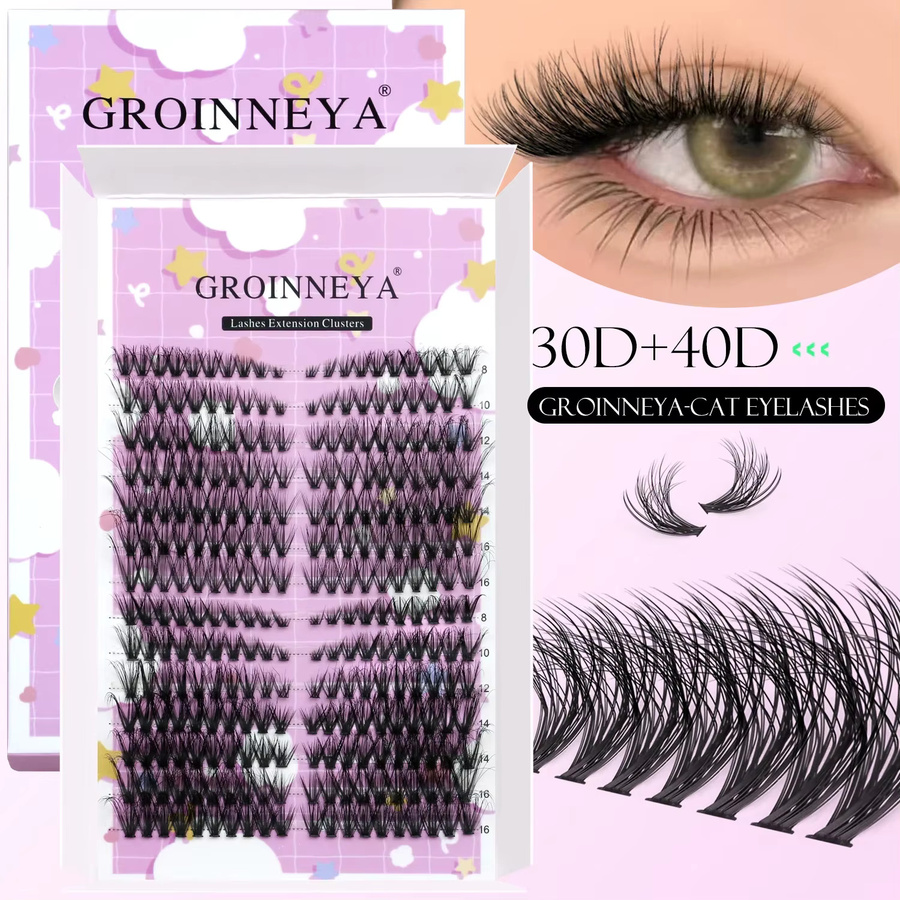 GROINNEYA Wimpern-Cluster-Set, natürliche Katzenwimpern, Unisex - Bild 3