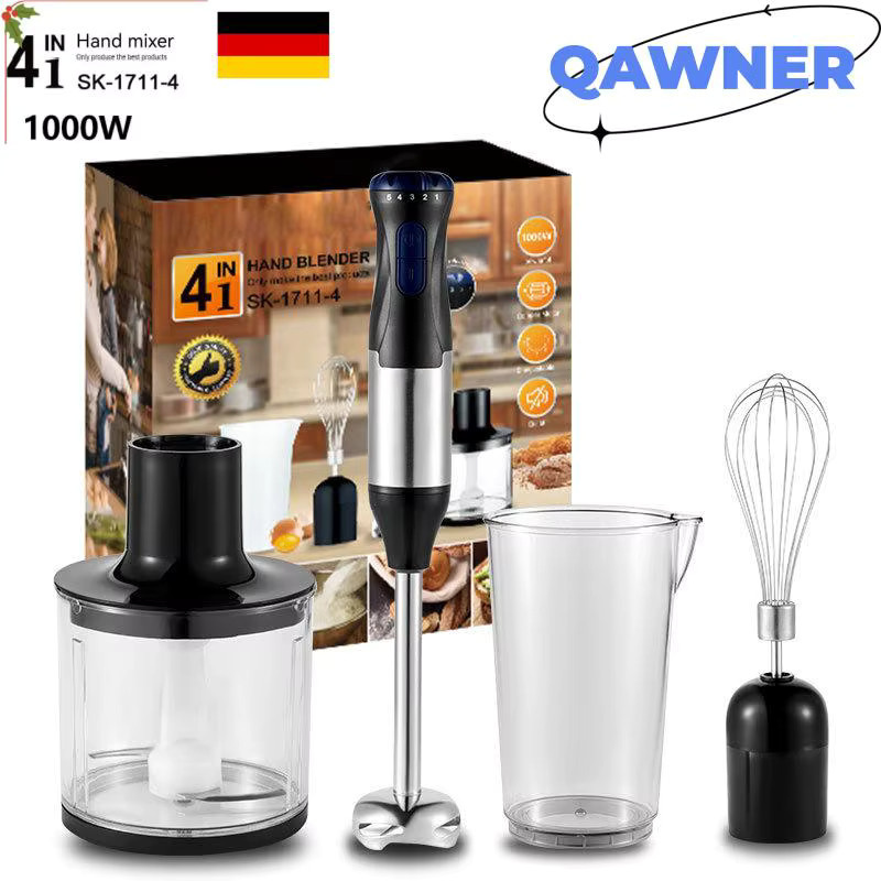 WUIETI 4-in-1 Stabmixer 700W aus Edelstahl in Schwarz und Silber für Smoothies, Suppen und Babynahrung - Bild 5