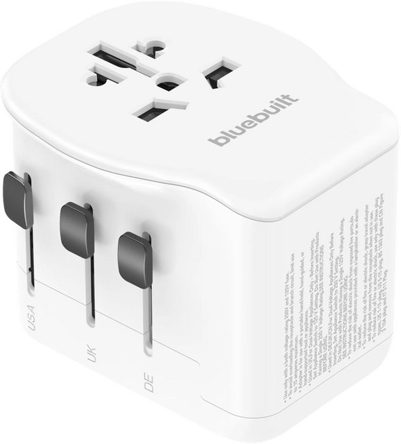 BlueBuilt Universeller Reiseadapter 45 Watt mit USB-A und USB-C in Weiß - Bild 1